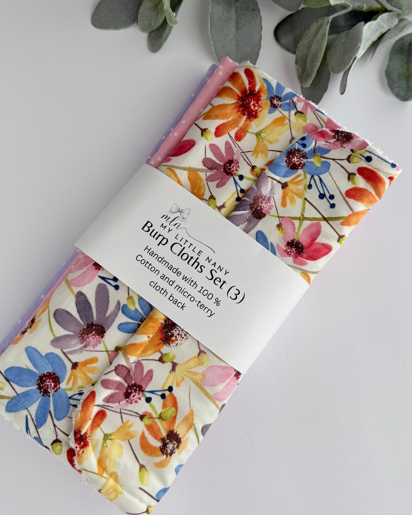 Flowers Baby Burp Cloth Set