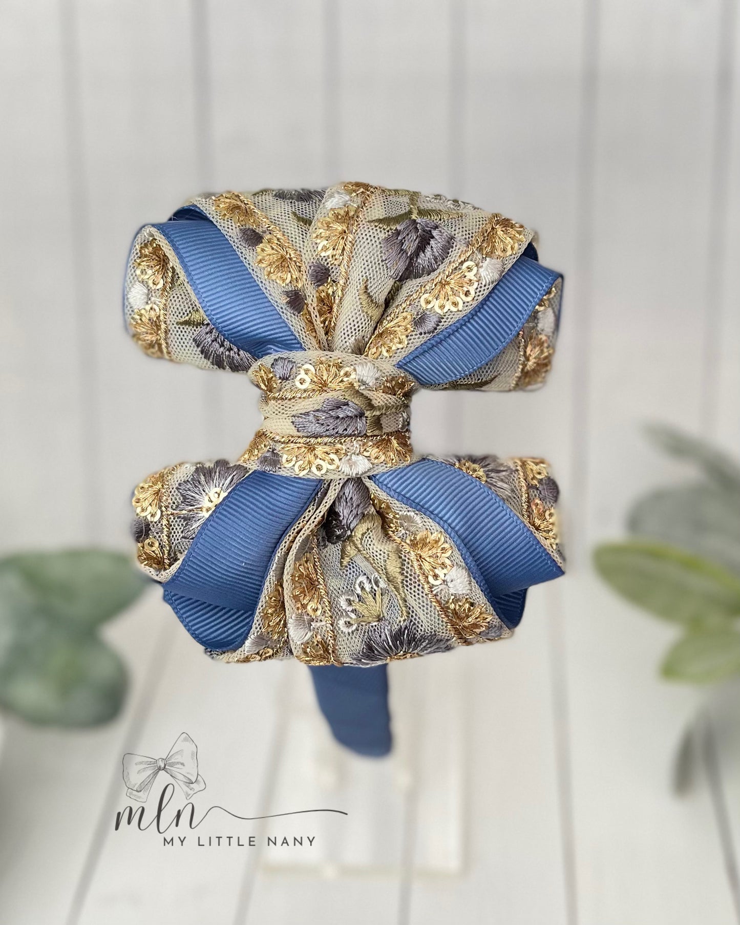 Denim Blue Lace Headband