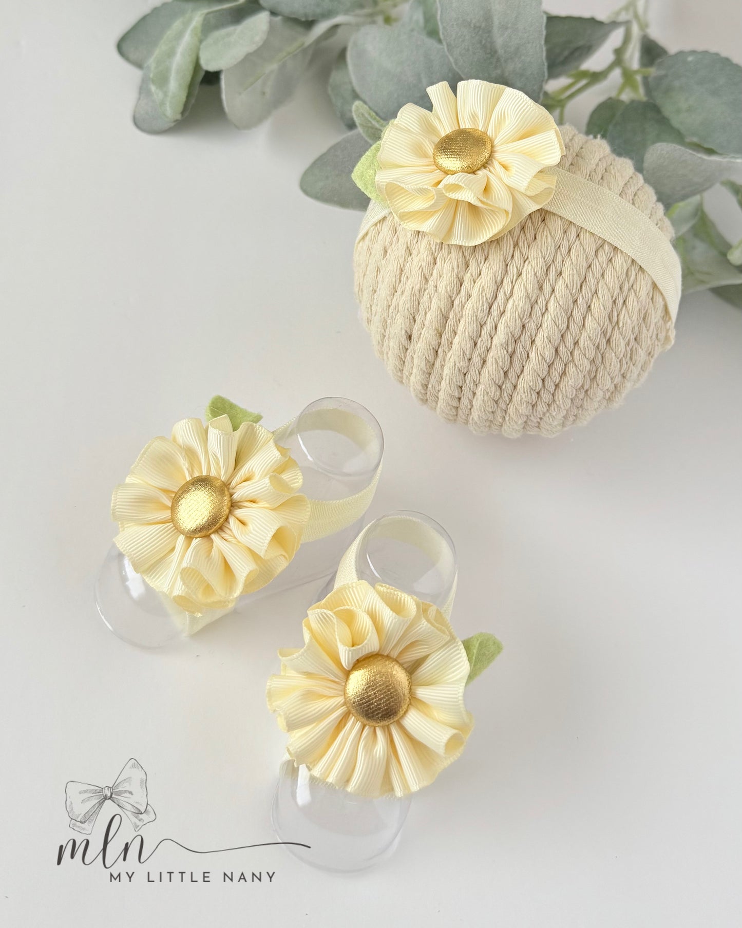 Baby Headbands and Barefoot Sandals Set