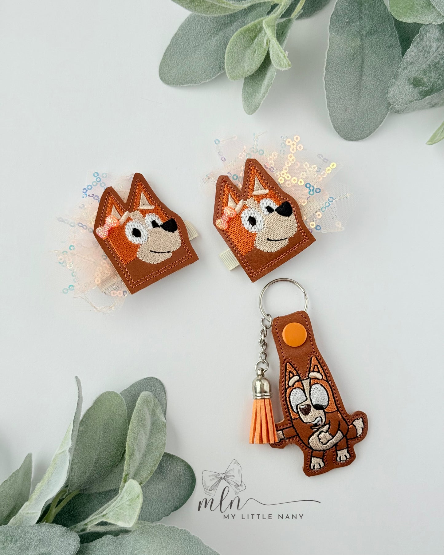 Orange Dog Clippies and Bag Tag Set