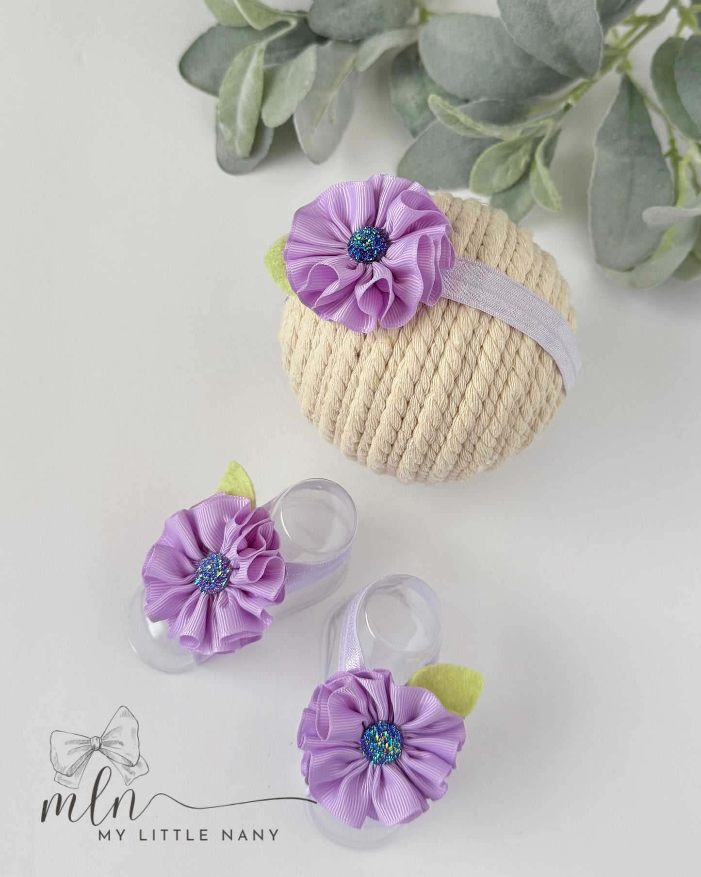 Baby Headbands and Barefoot Sandals Set