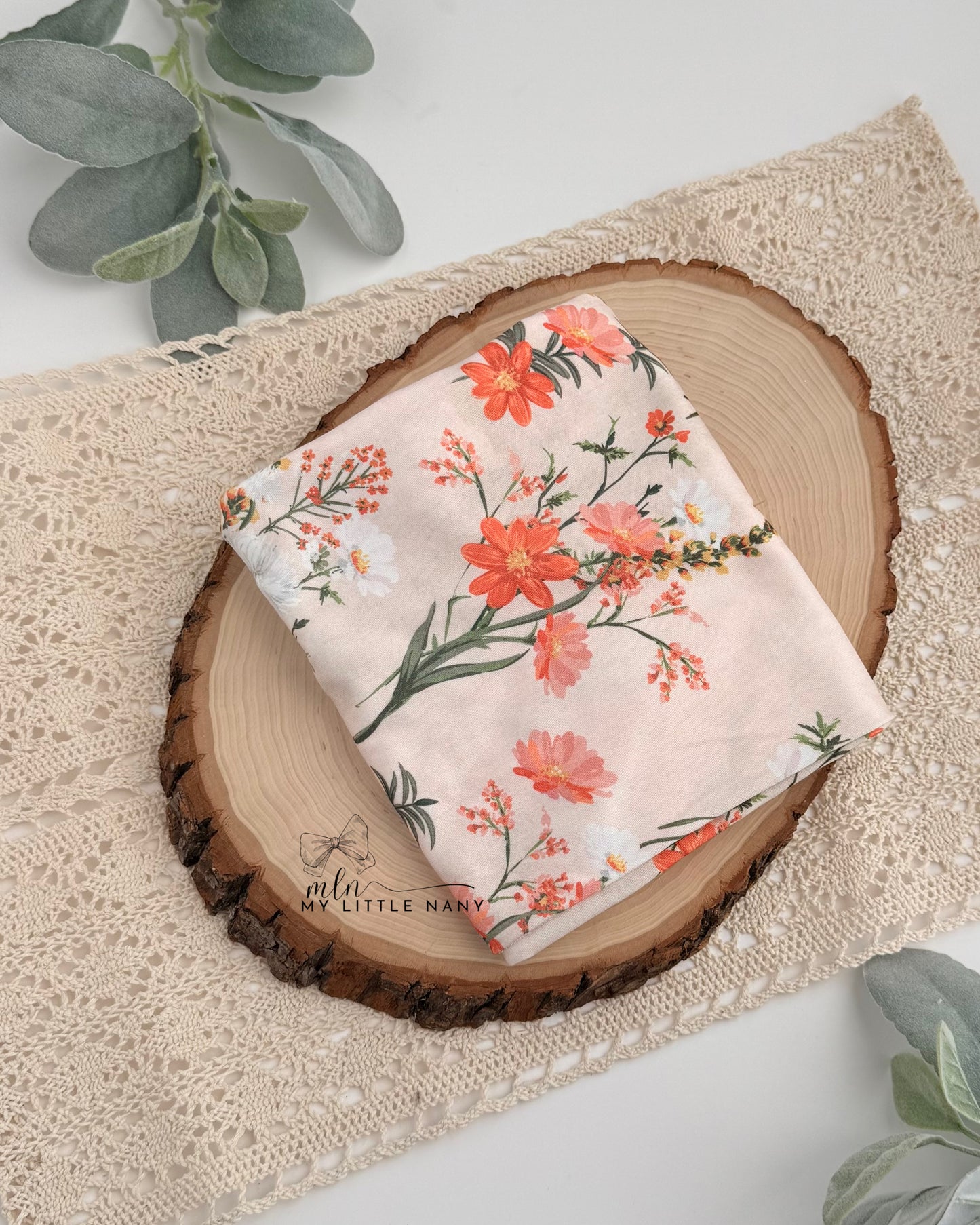 Peach & Coral Newborn Wrap & Tieback Headband