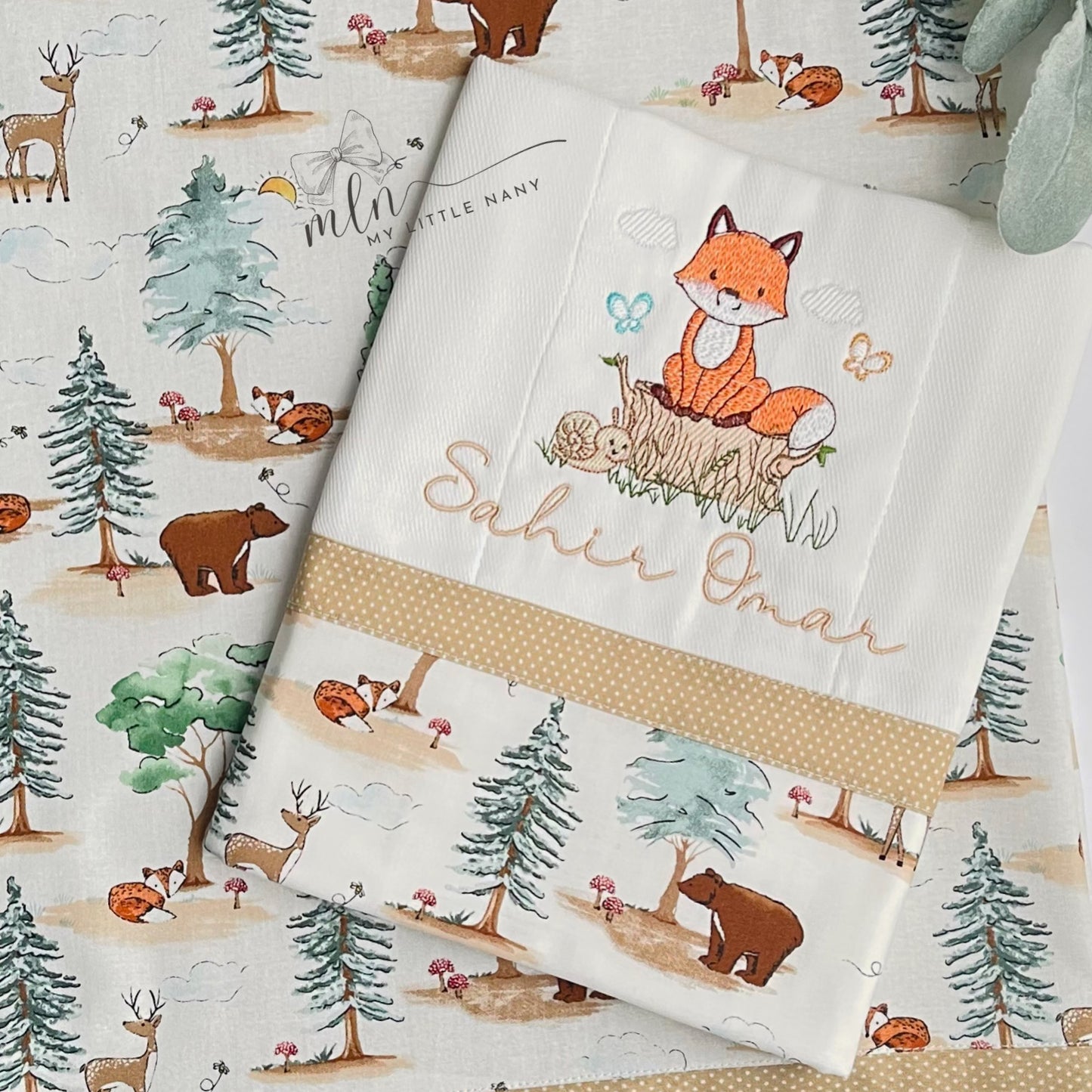 Forest Animals Blanket and Burp Cloth Set