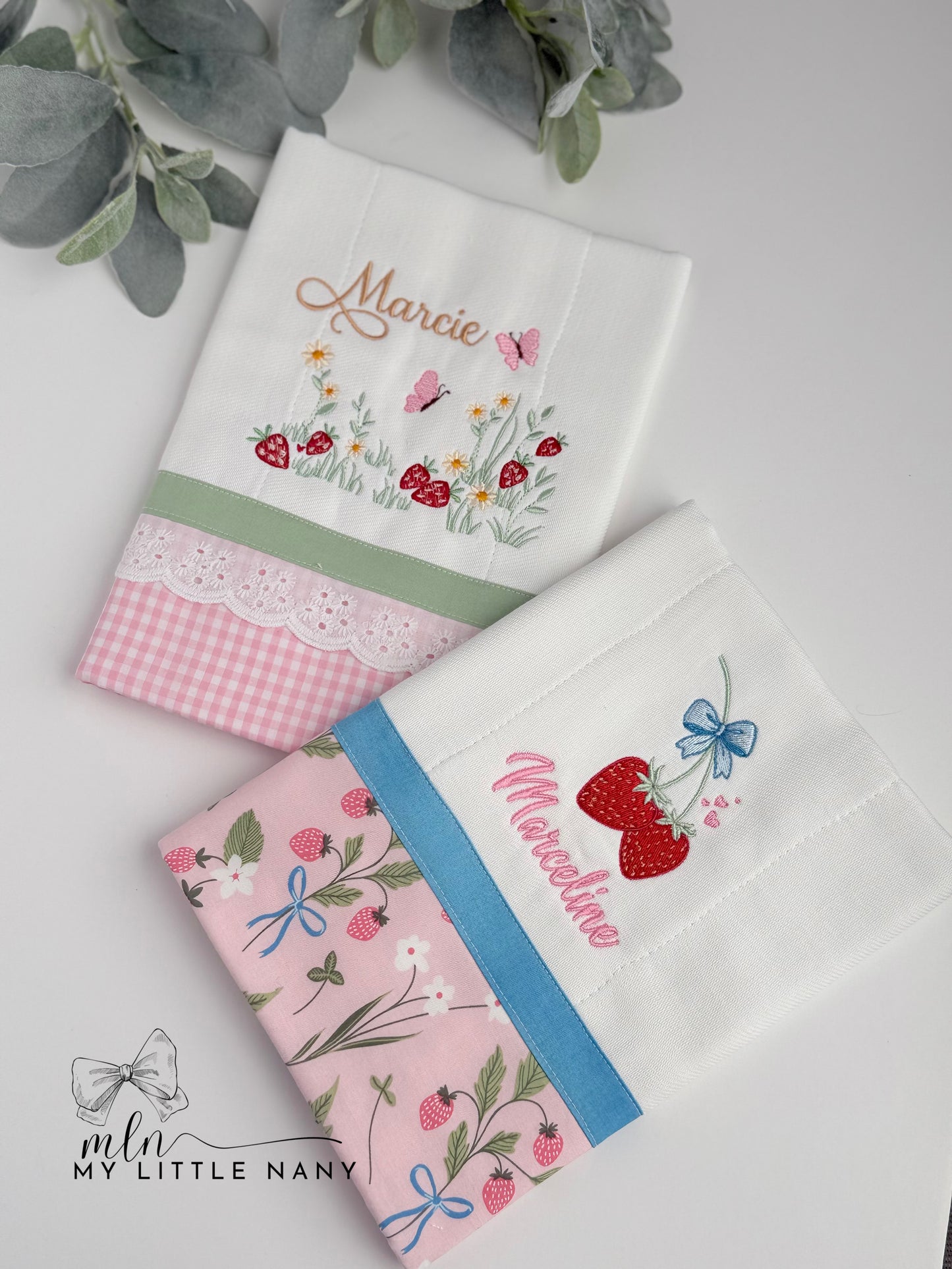 Strawberry Theme Personalized Burp Cloths