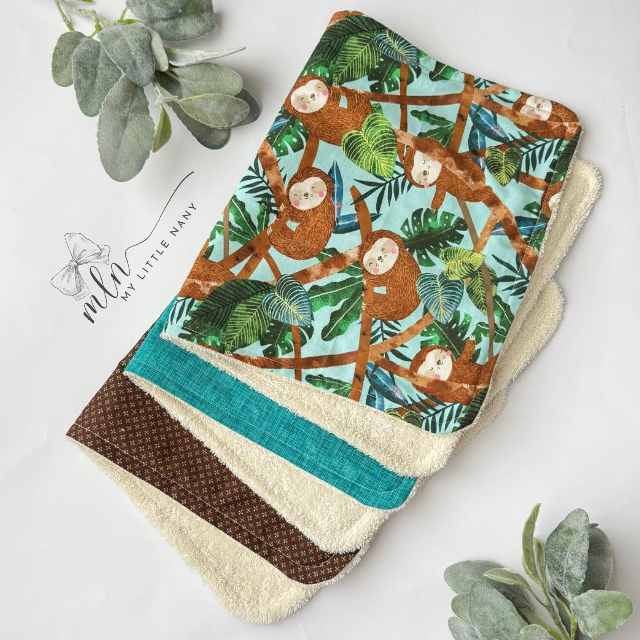 Little Sloths Baby Burp Cloth Set