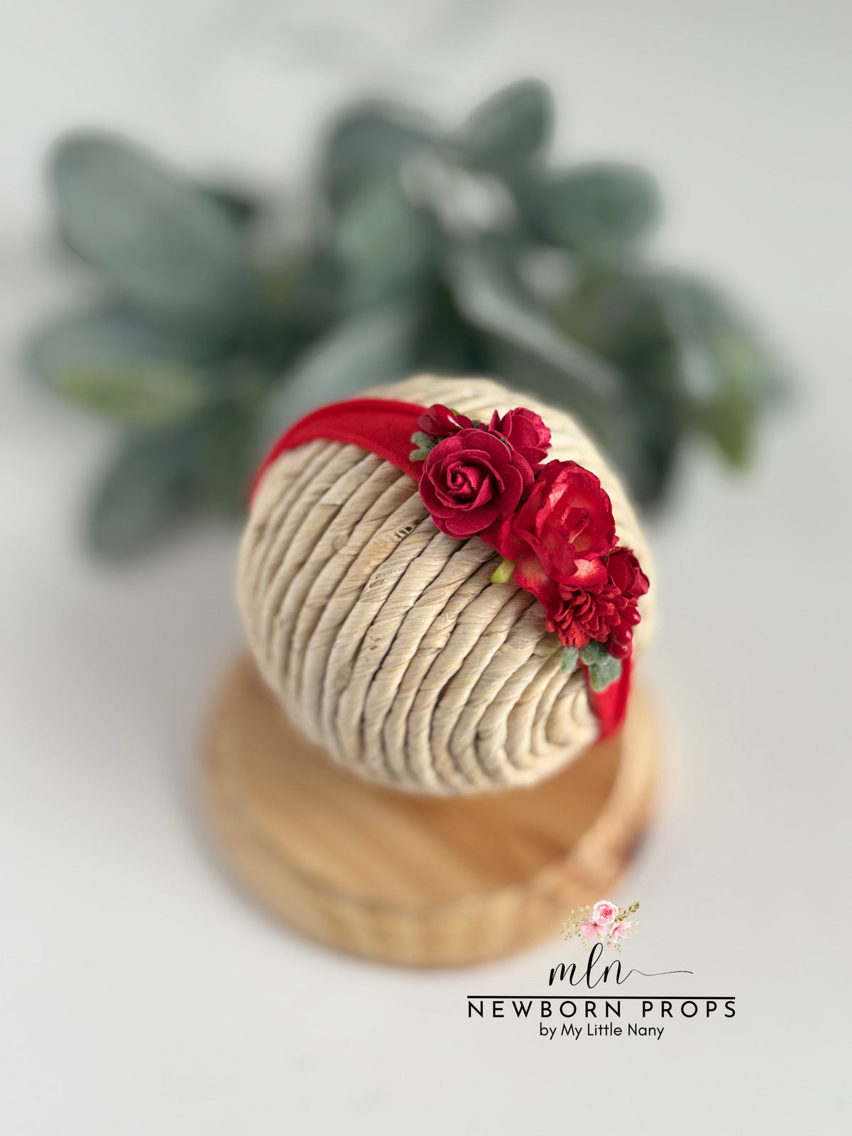 Red Floral Baby Headband
