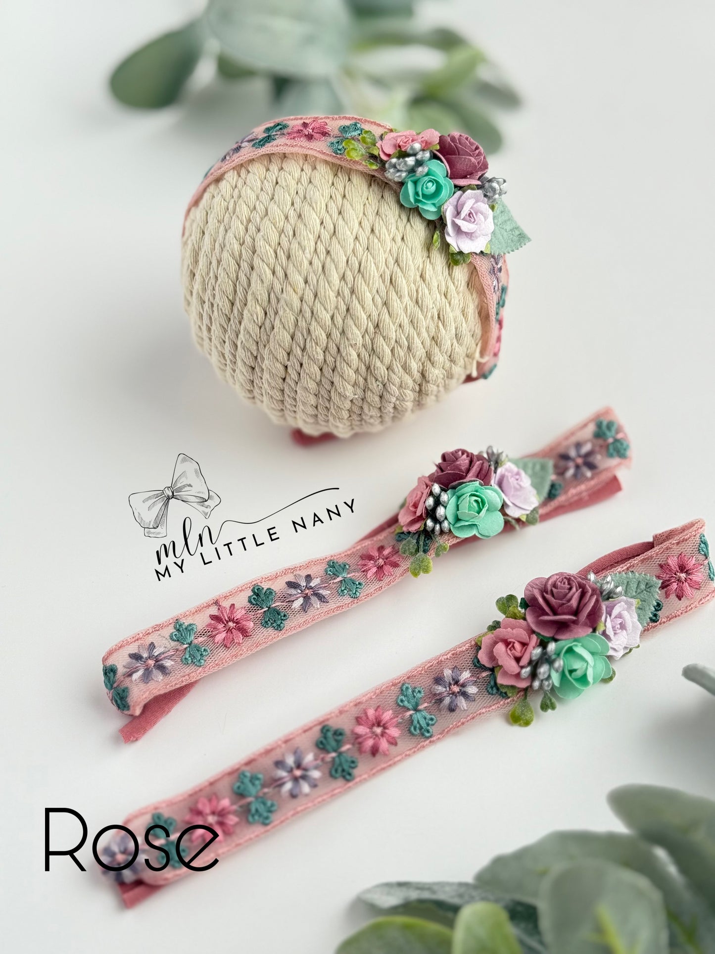 Embroidered Floral Tieback Headbands