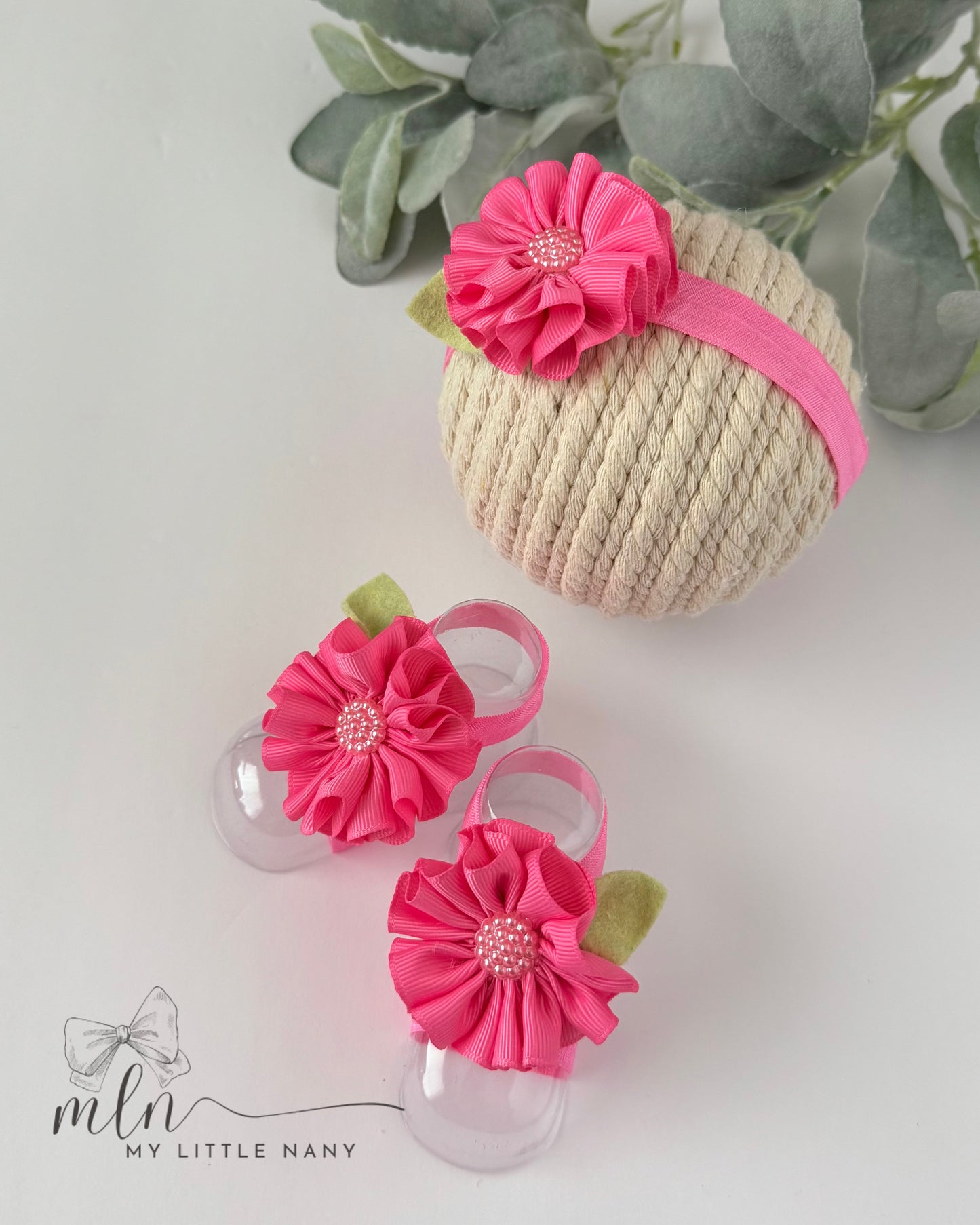 Baby Headbands and Barefoot Sandals Set