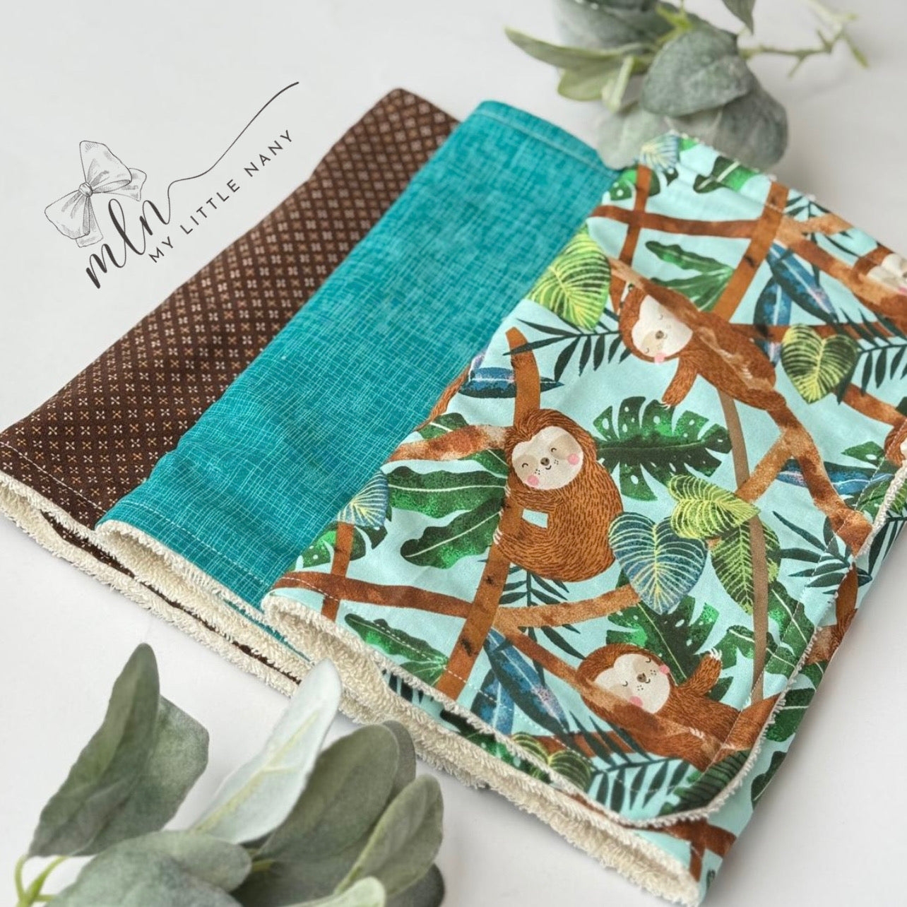 Little Sloths Baby Burp Cloth Set