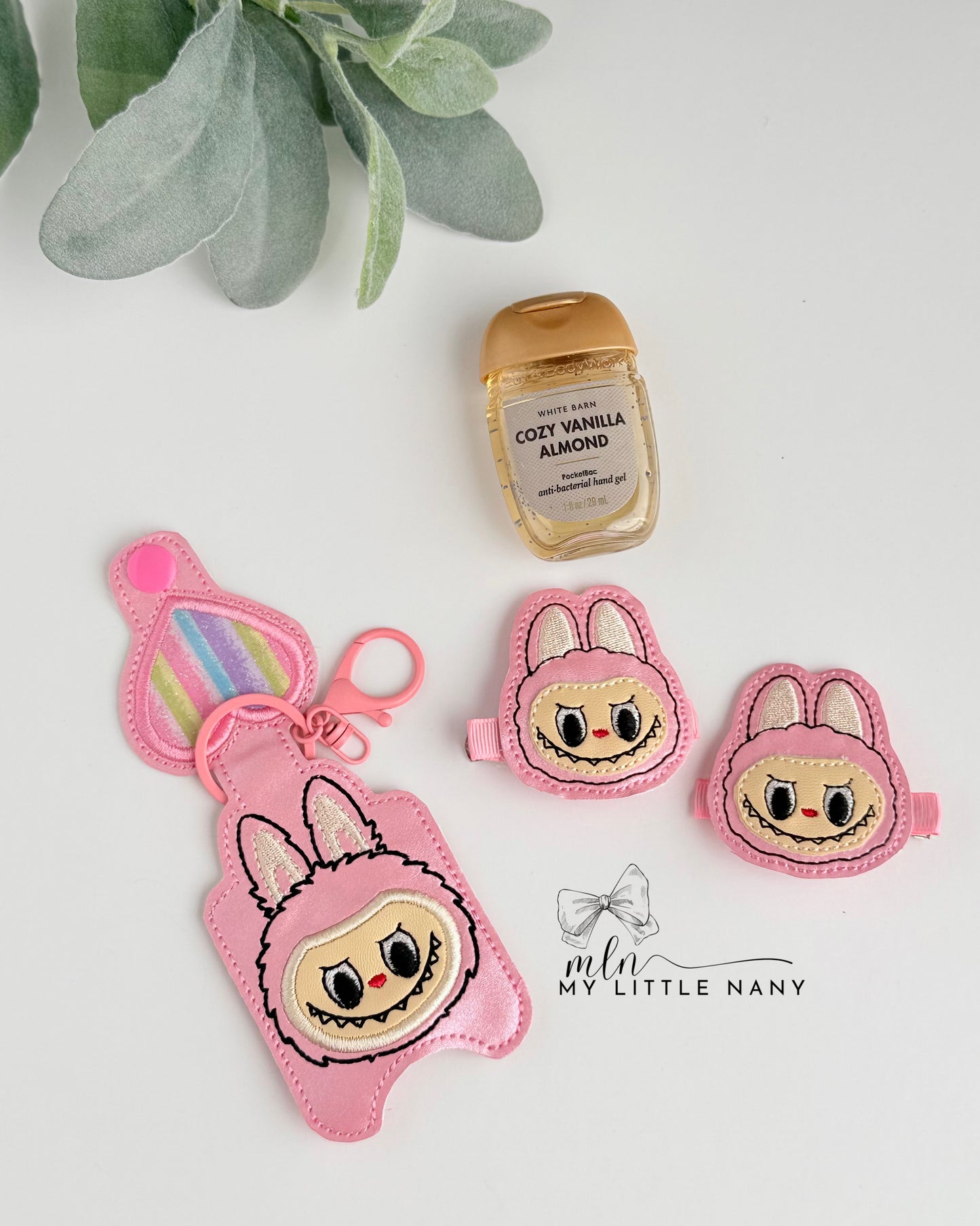 Fluffy Monster Hand Sanitizer Holder and Hair Clips