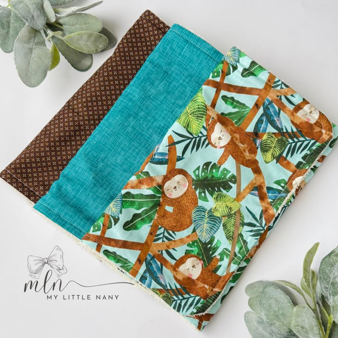 Little Sloths Baby Burp Cloth Set