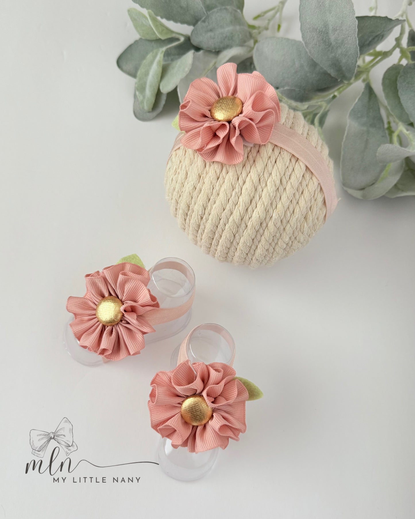 Baby Headbands and Barefoot Sandals Set