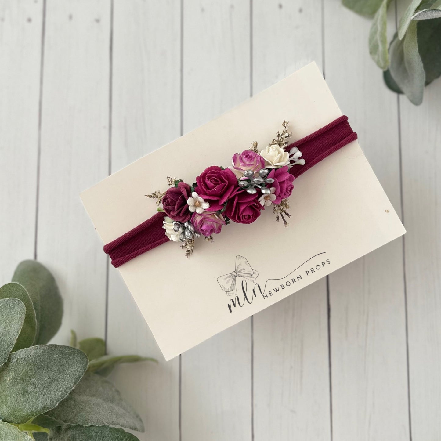 Burgundy Floral Baby Headband