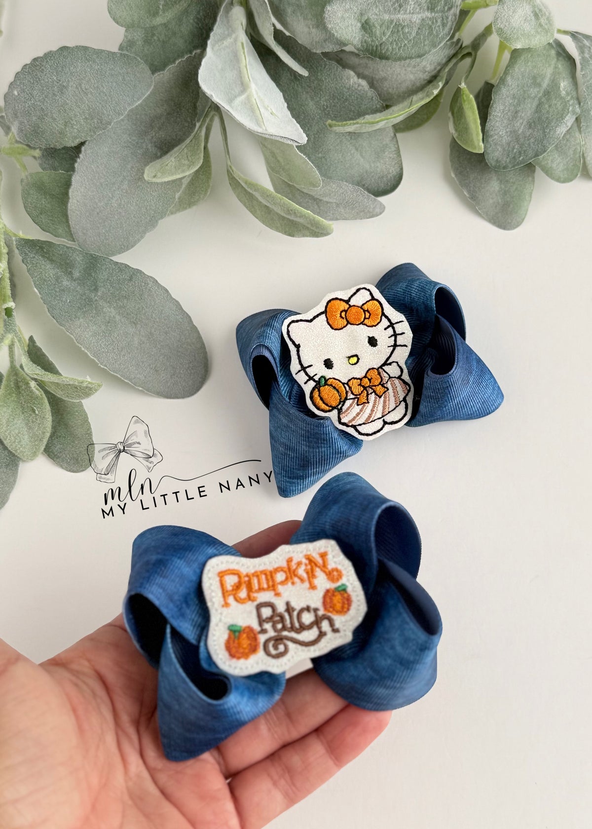 Pumpkin Patch Pigtail Bow Set
