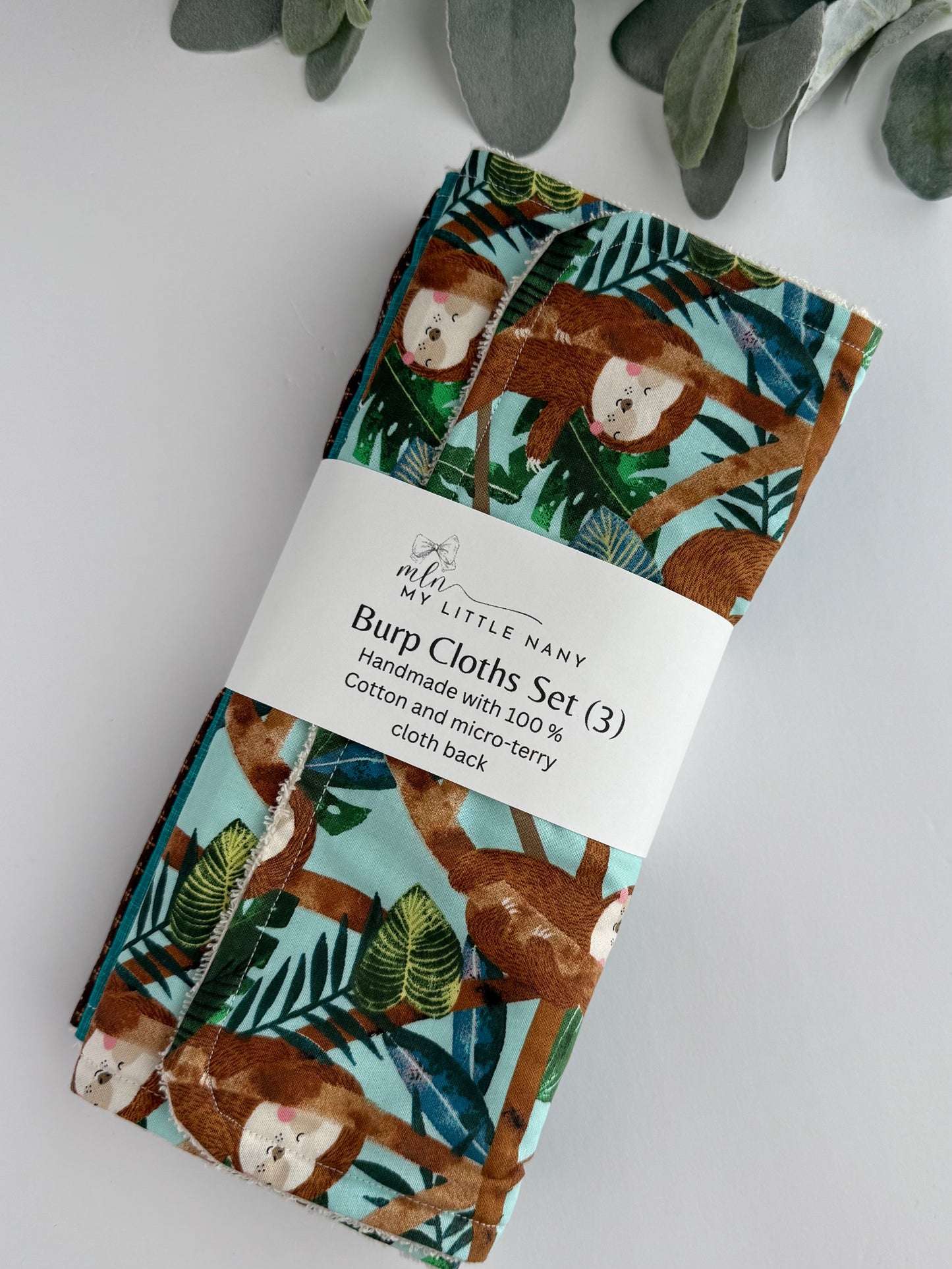 Little Sloths Baby Burp Cloth Set