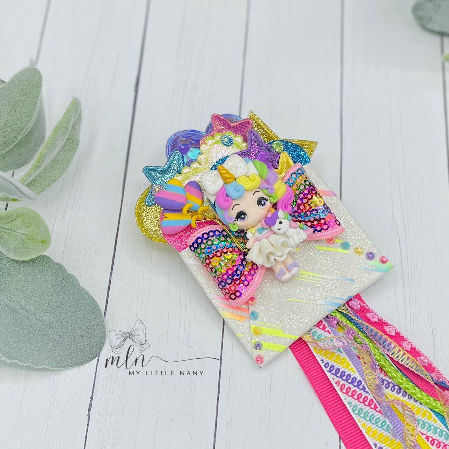 Unicorn Girl Streamer Hair Clip