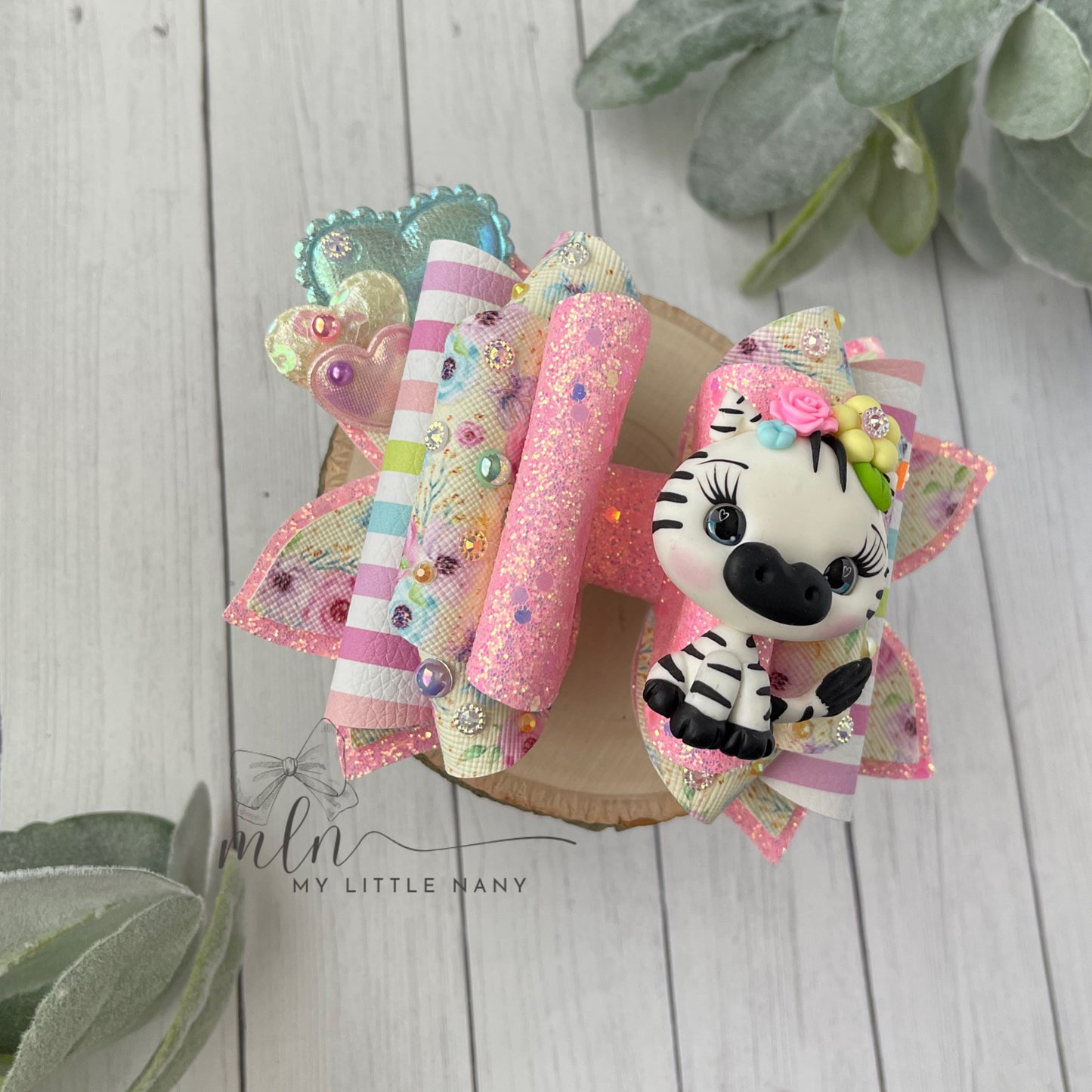 Floral and Stripe Bow