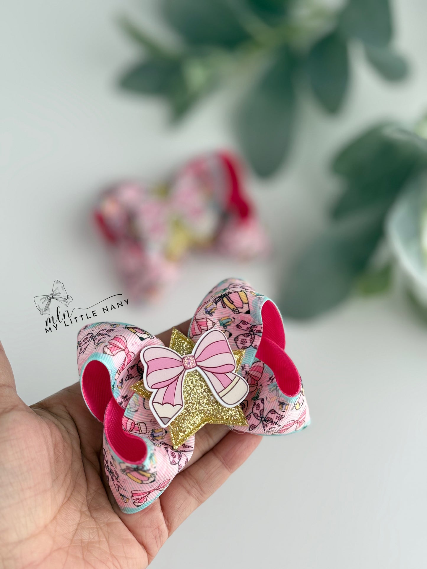 Pink Pencil Pigtail Bows