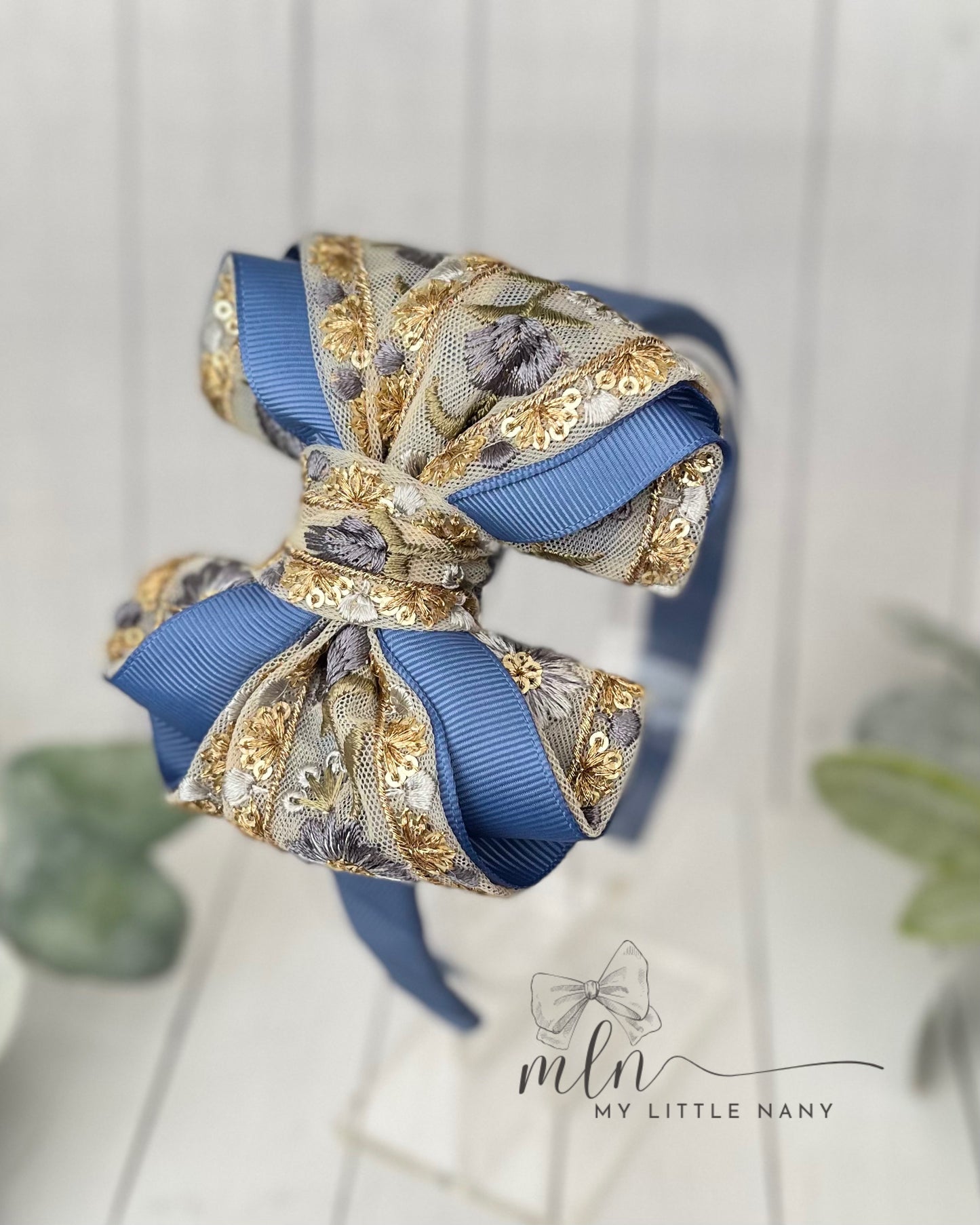 Denim Blue Lace Headband