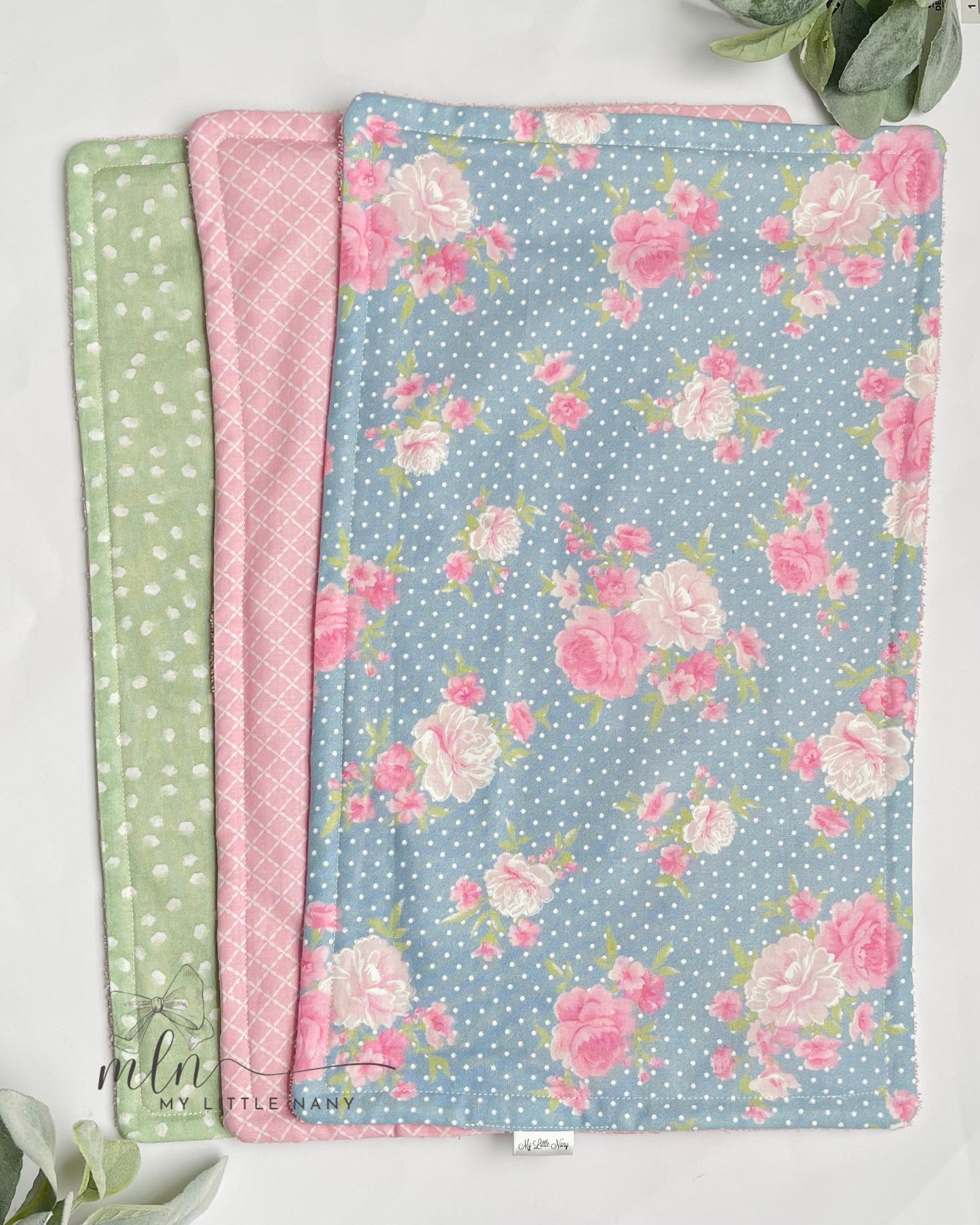Baby Girl Burp Cloth Set