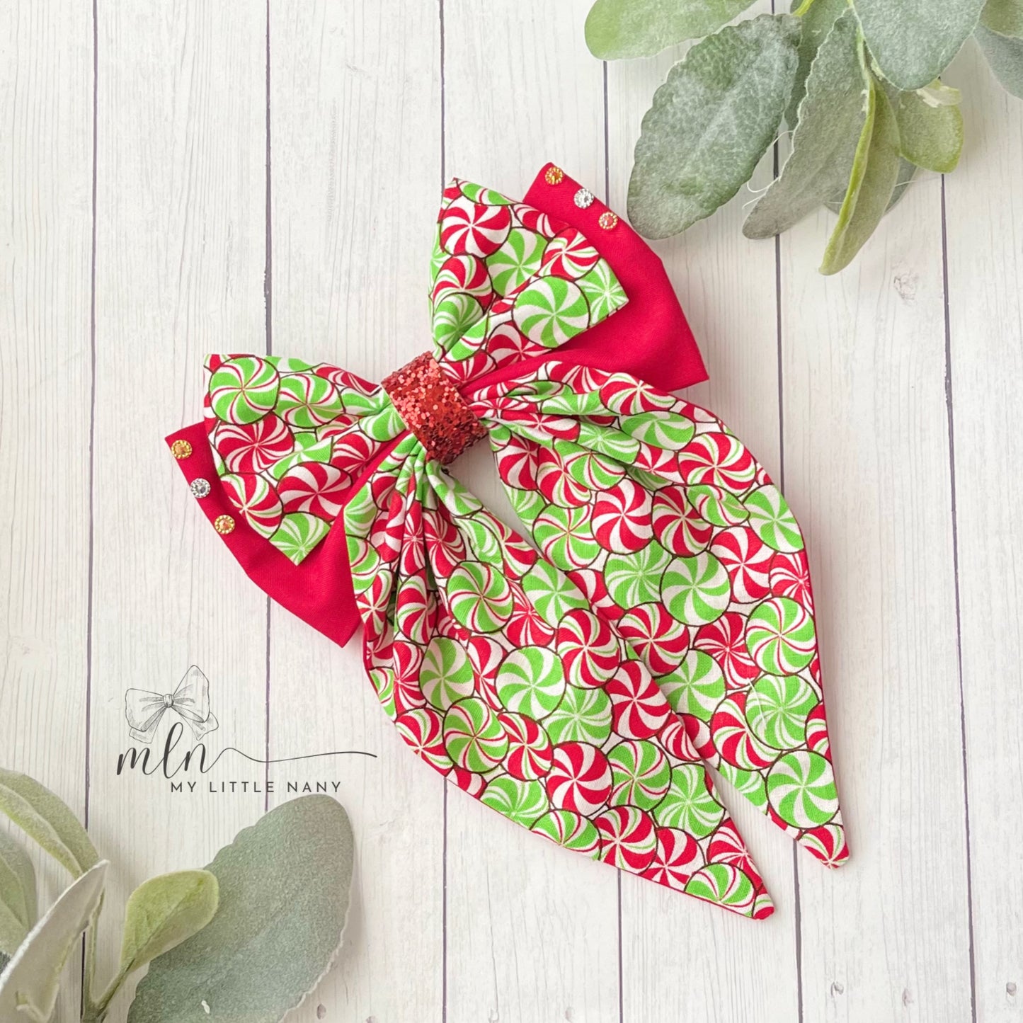 Candy Cane Coquette Bow