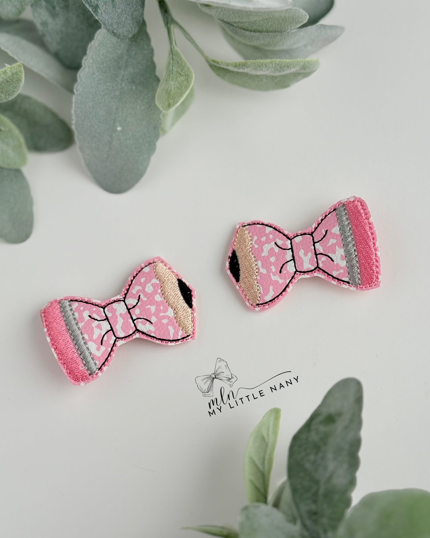 Pencil Bows Pigtail Clippies