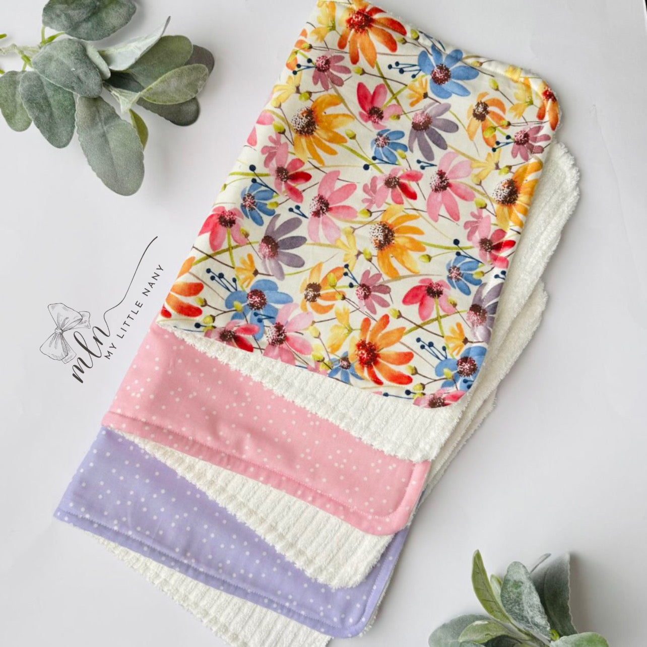 Flowers Baby Burp Cloth Set