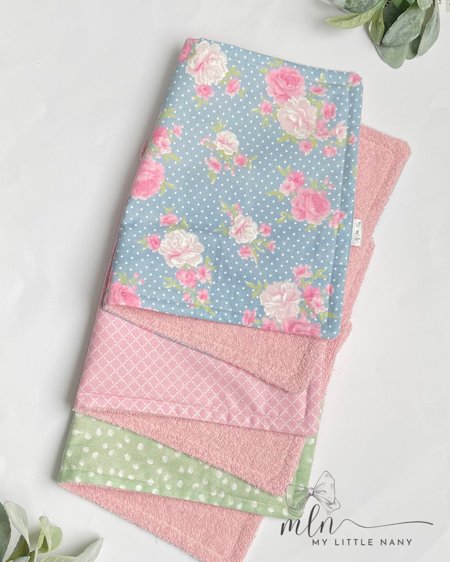 Baby Girl Burp Cloth Set