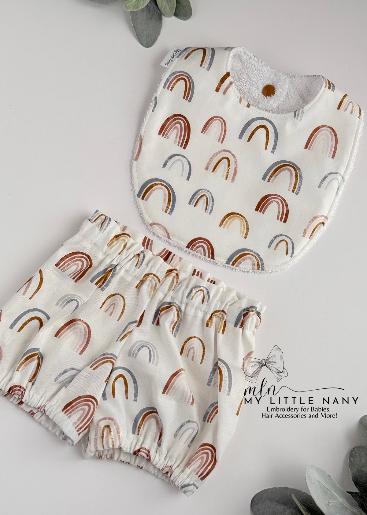 Boho Rainbow Bib and Diaper Cover Set