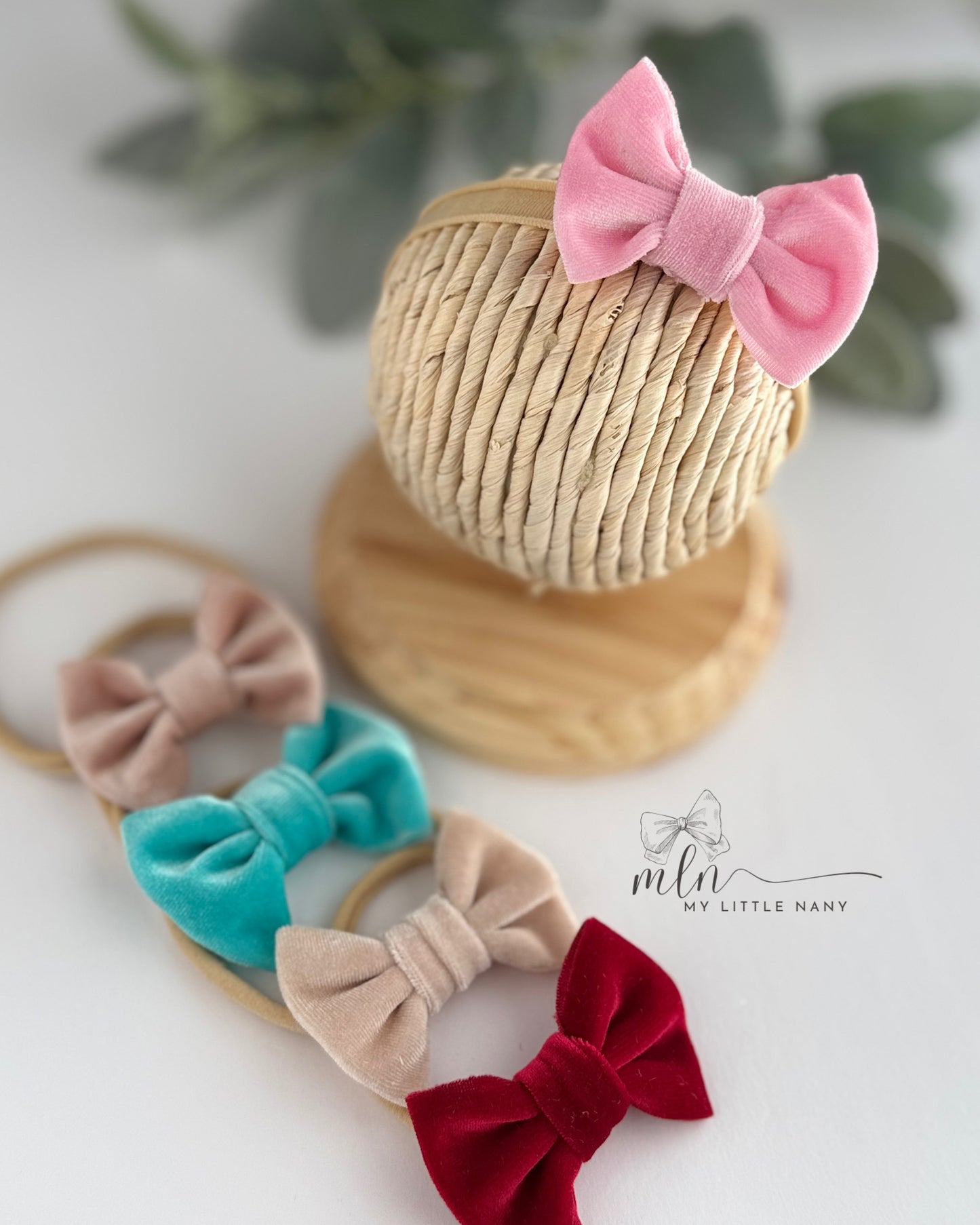 Velvet Baby Bow Set