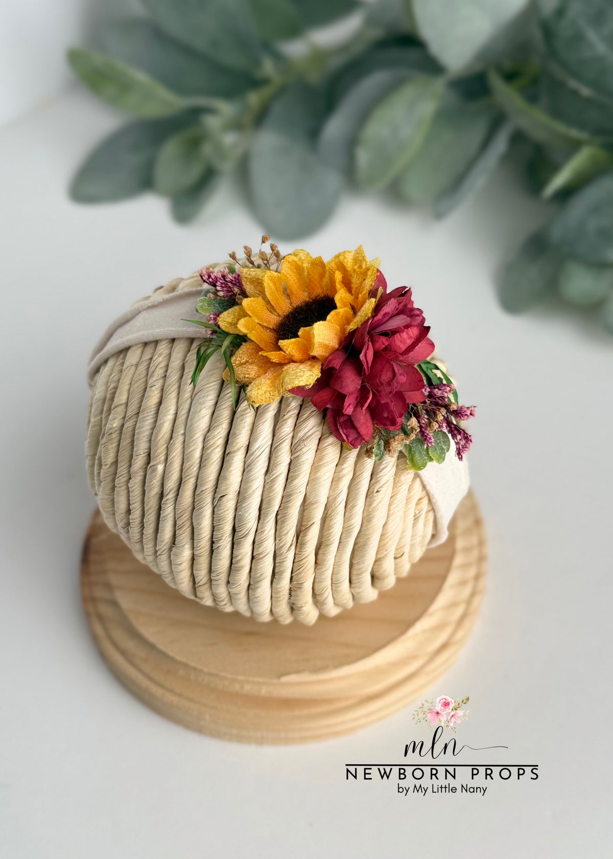 Sunflower Headband and Mini Basket Set