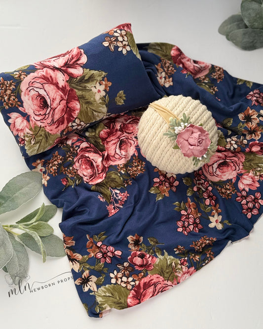 Blue & Dusty Pink Newborn Wrap Set