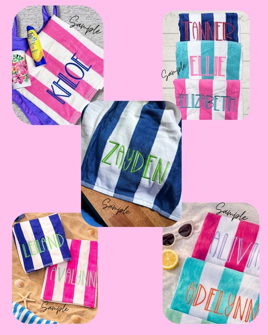 Personalized Cabana Stripe Beach Towels