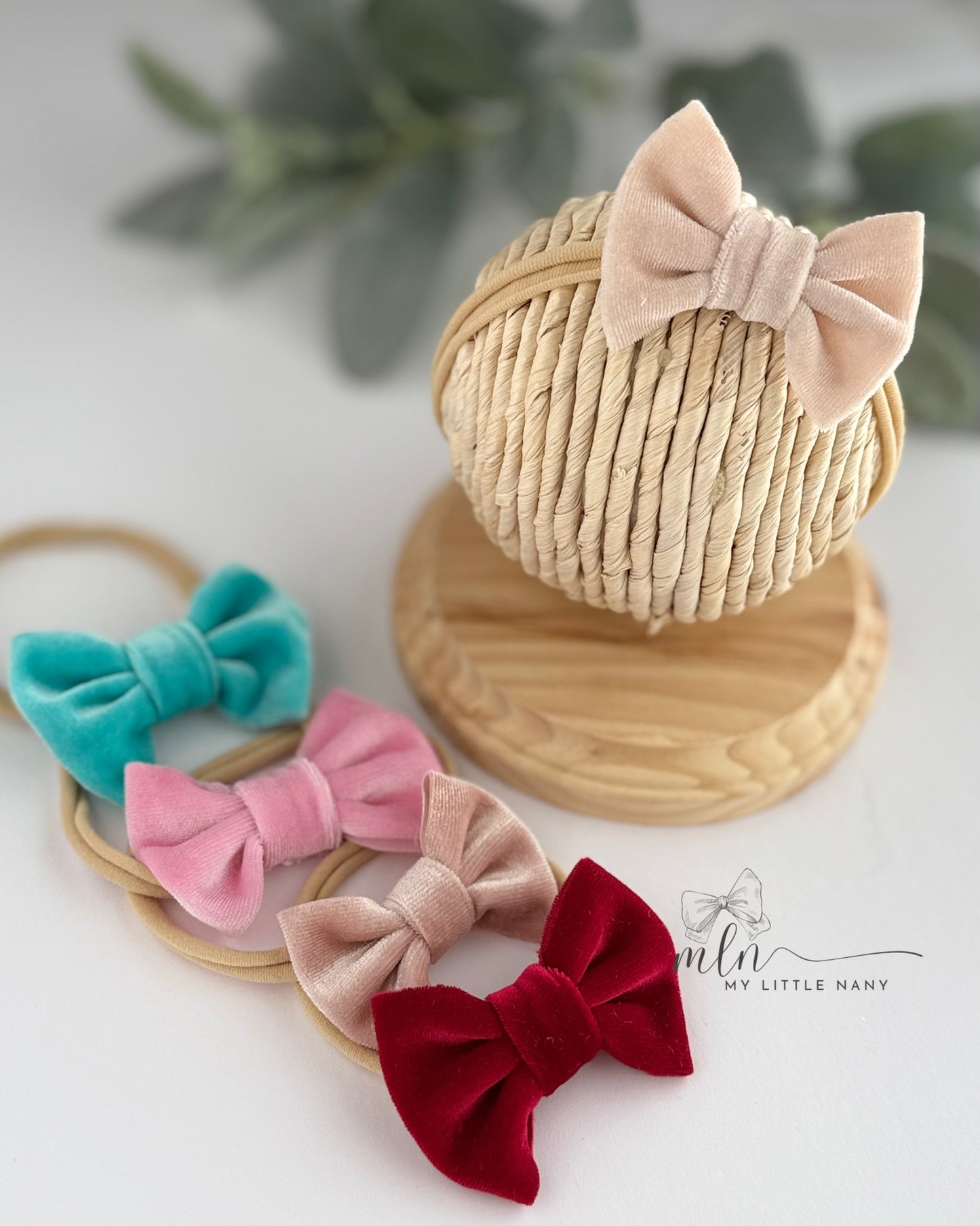 Velvet Baby Bow Set