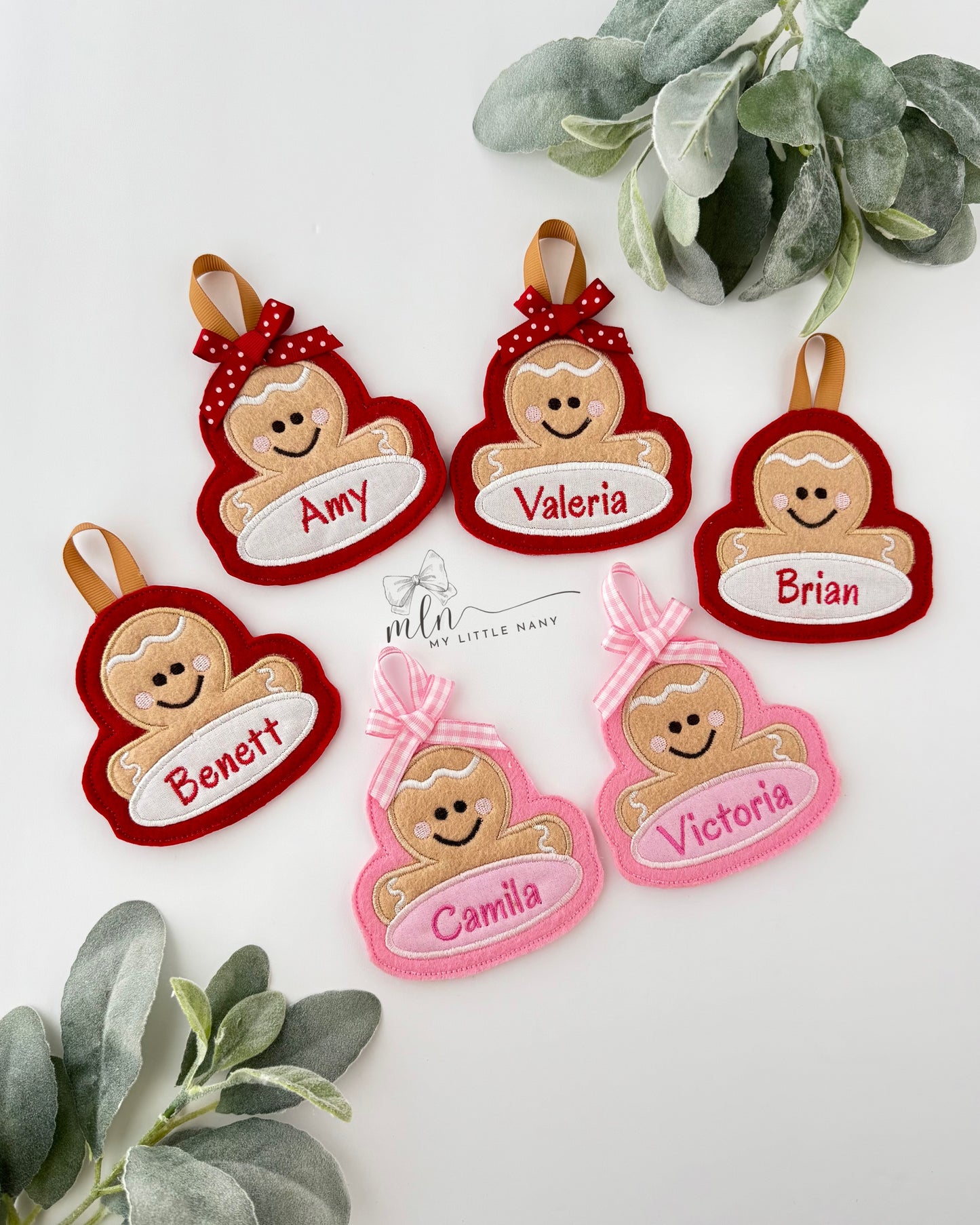 Personalized Embroidered Gingerbread Ornaments