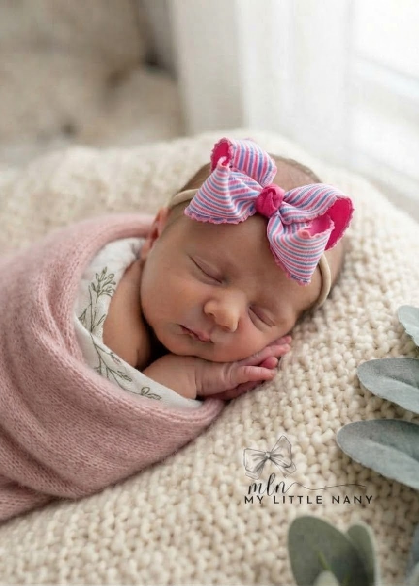 Hospital Stripes Newborn Bow