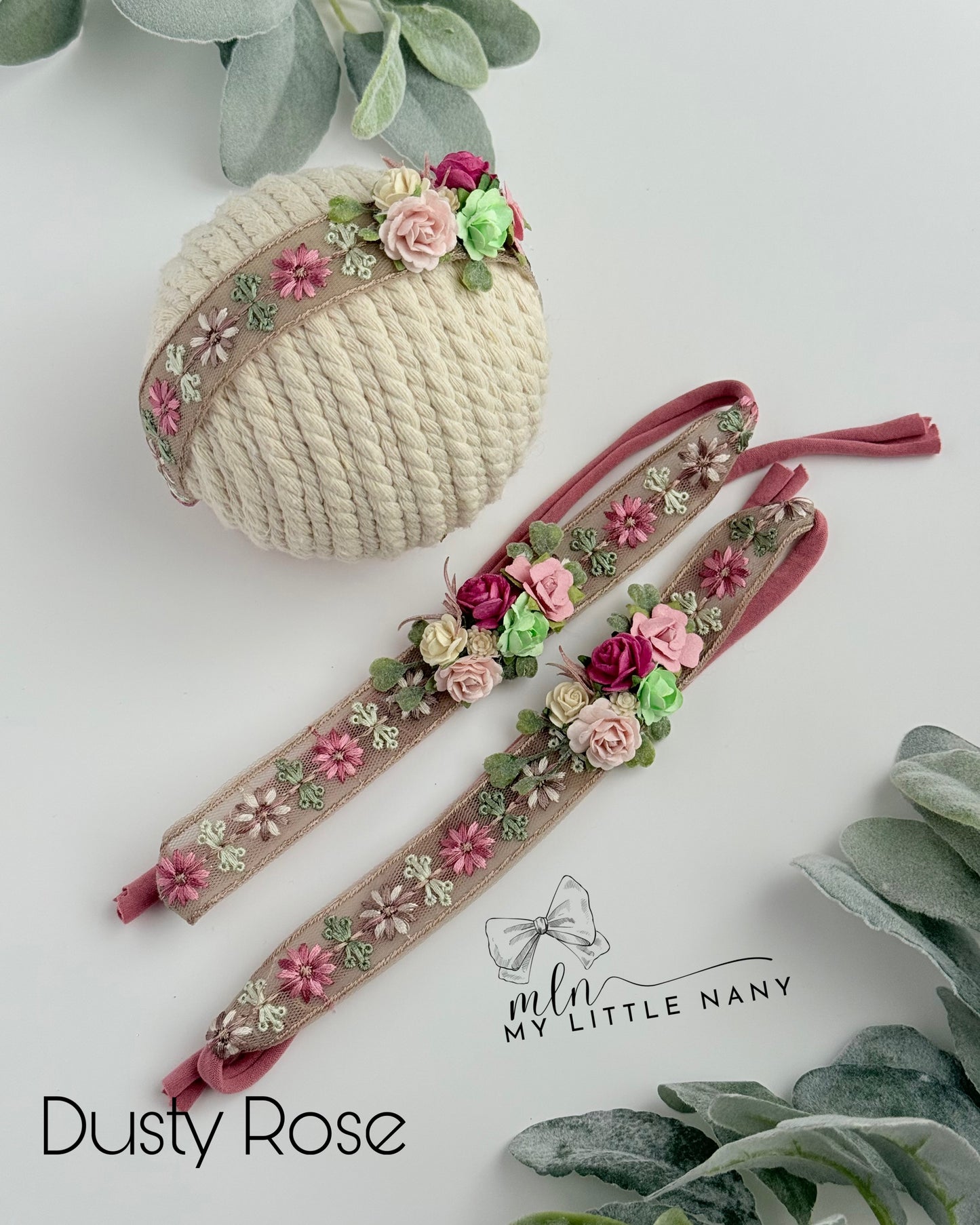 Embroidered Floral Tieback Headbands