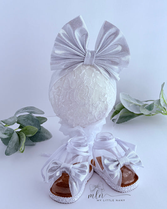 Silver Baby Headbands and Sandals Set