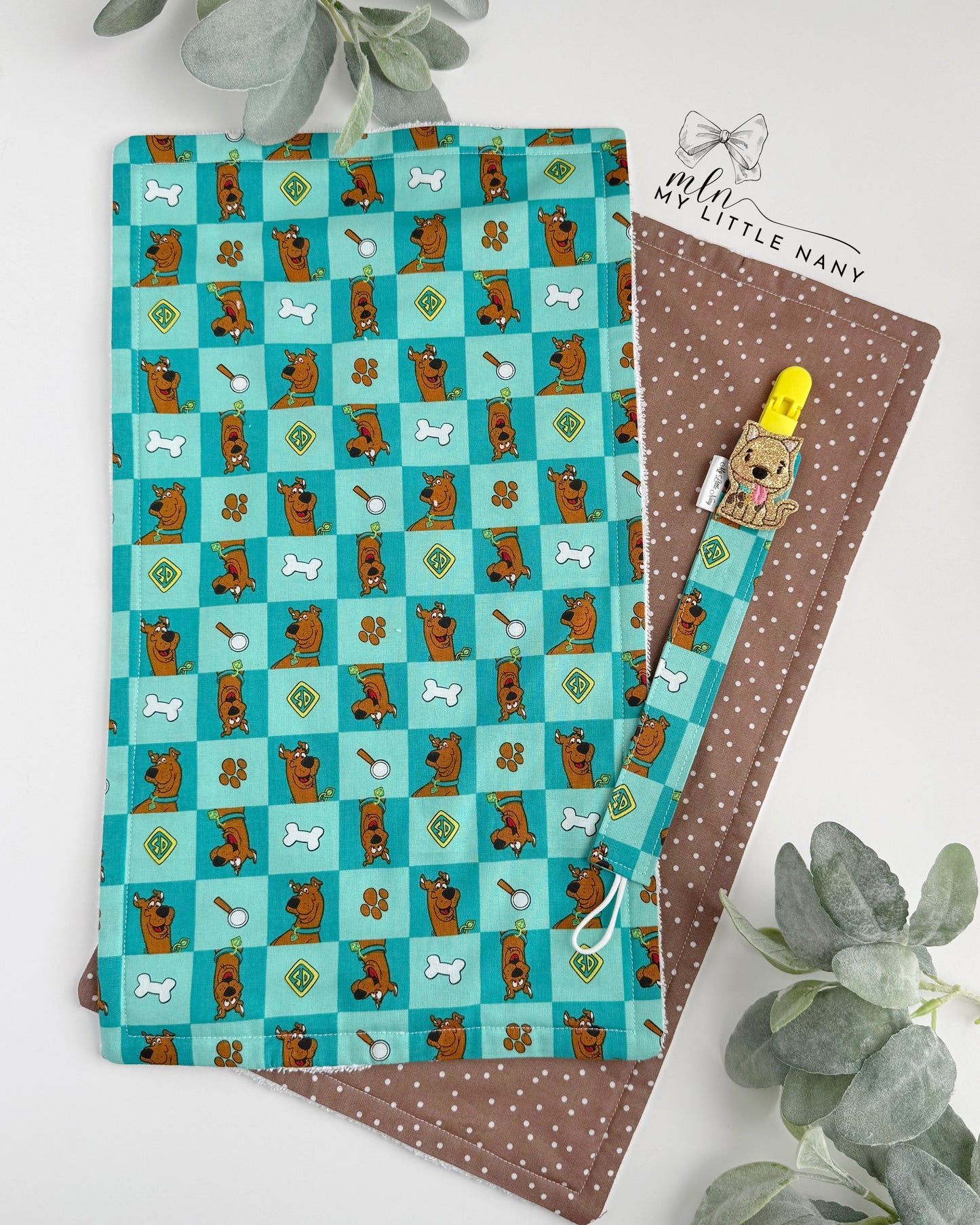 Scooby Burp Cloth & Pacifier Holder Set