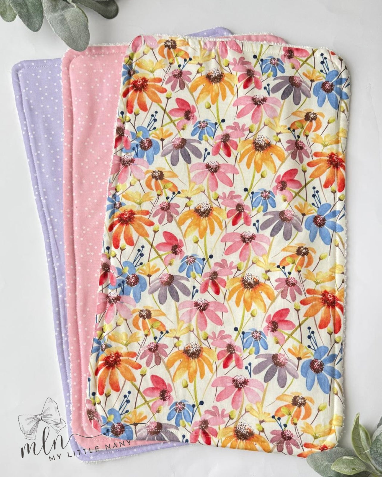 Flowers Baby Burp Cloth Set