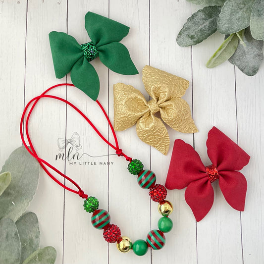 Sailor Bows and Adjustable Necklace Set