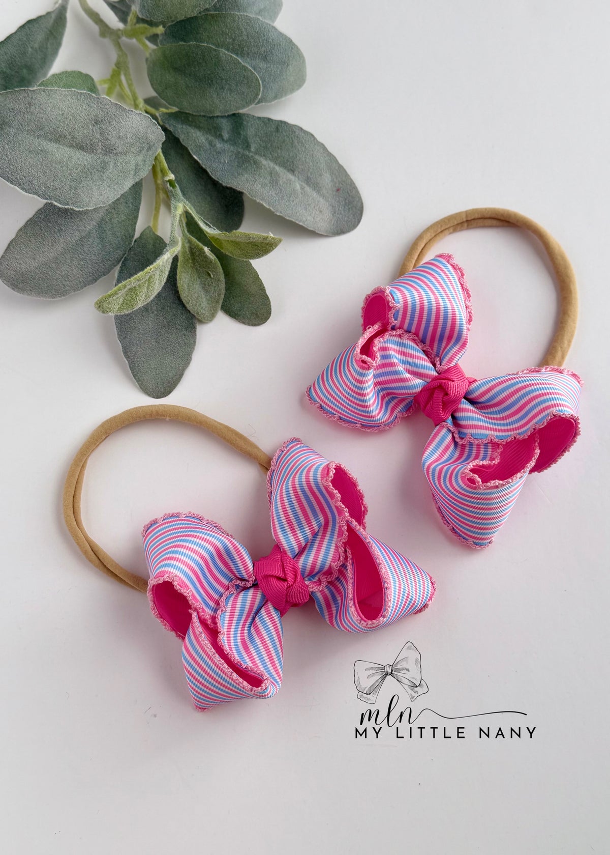 Hospital Stripes Newborn Bow