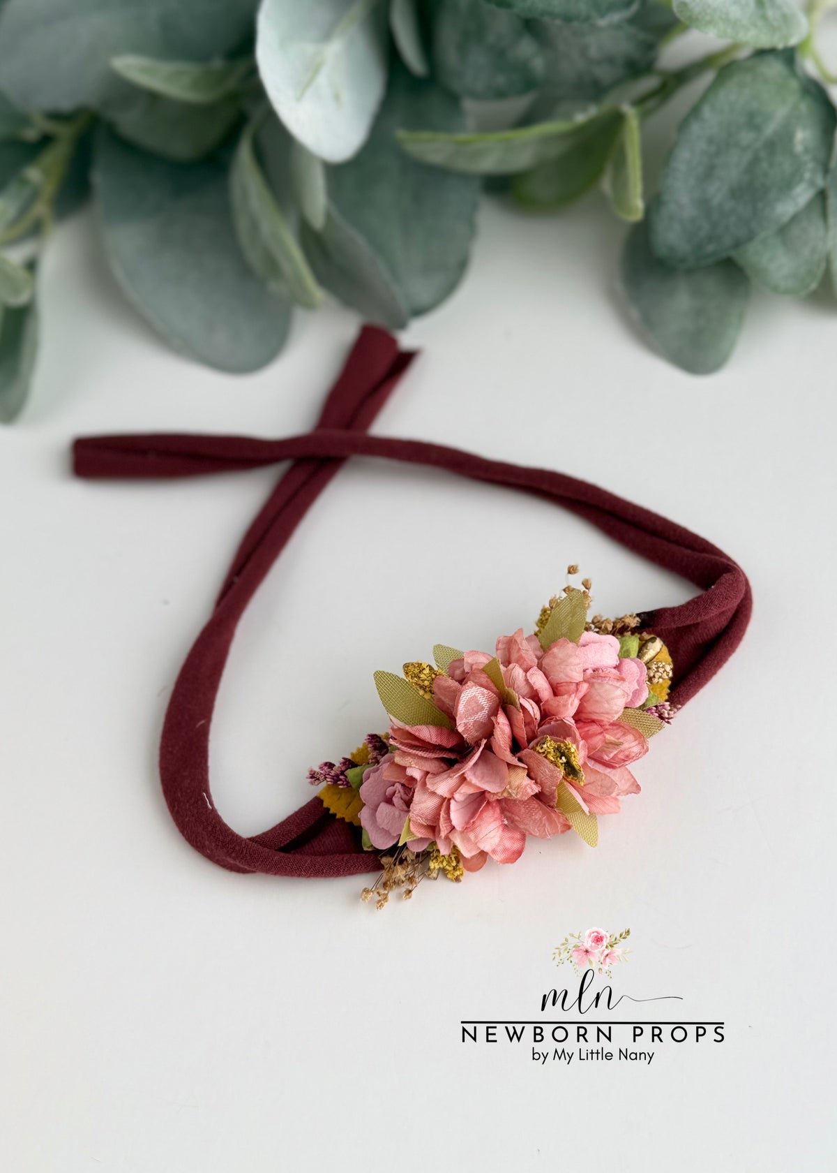 Dusty Rose Floral Baby Tieback