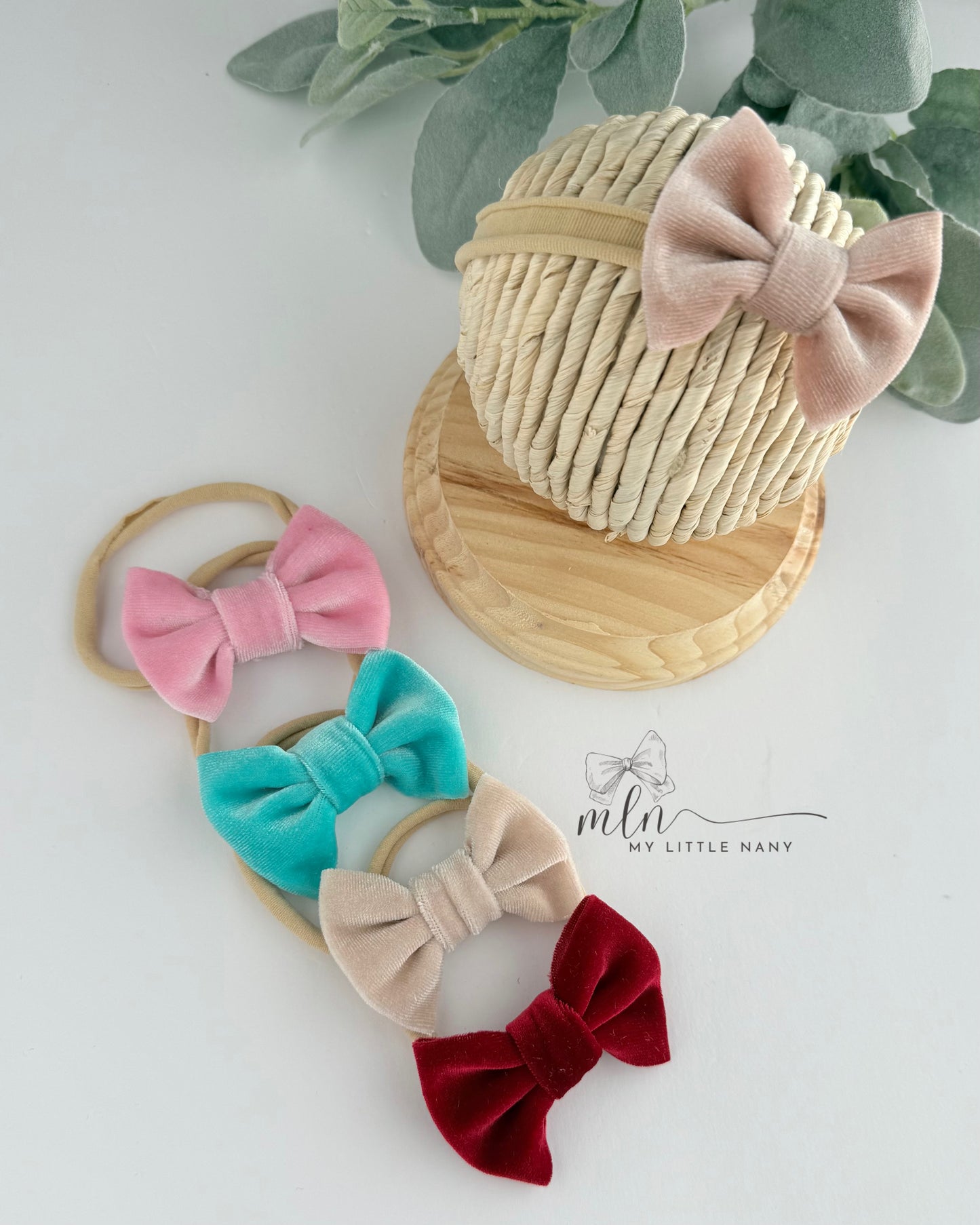 Velvet Baby Bow Set