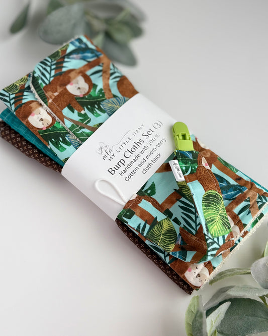 Little Sloths Baby Burp Cloth Set