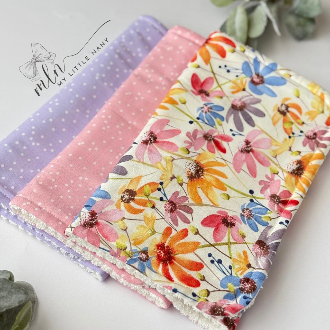 Flowers Baby Burp Cloth Set