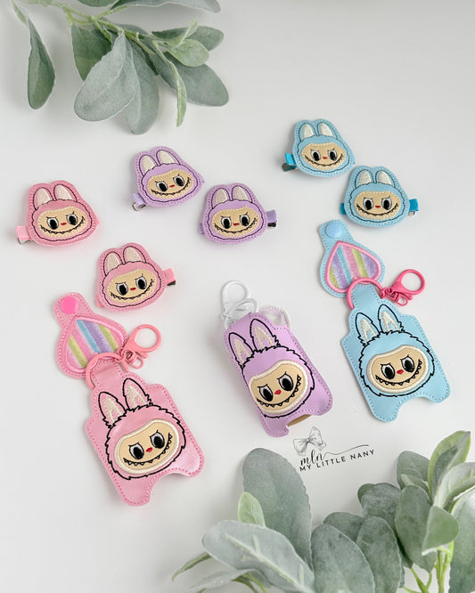 Fluffy Monster Hand Sanitizer Holder and Hair Clips