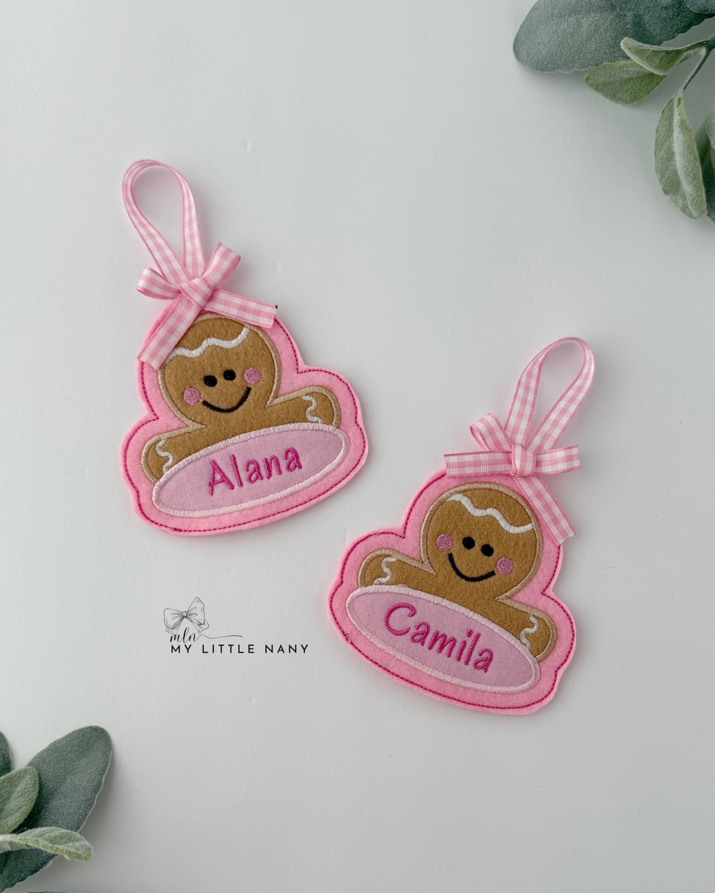 Personalized Embroidered Gingerbread Ornaments