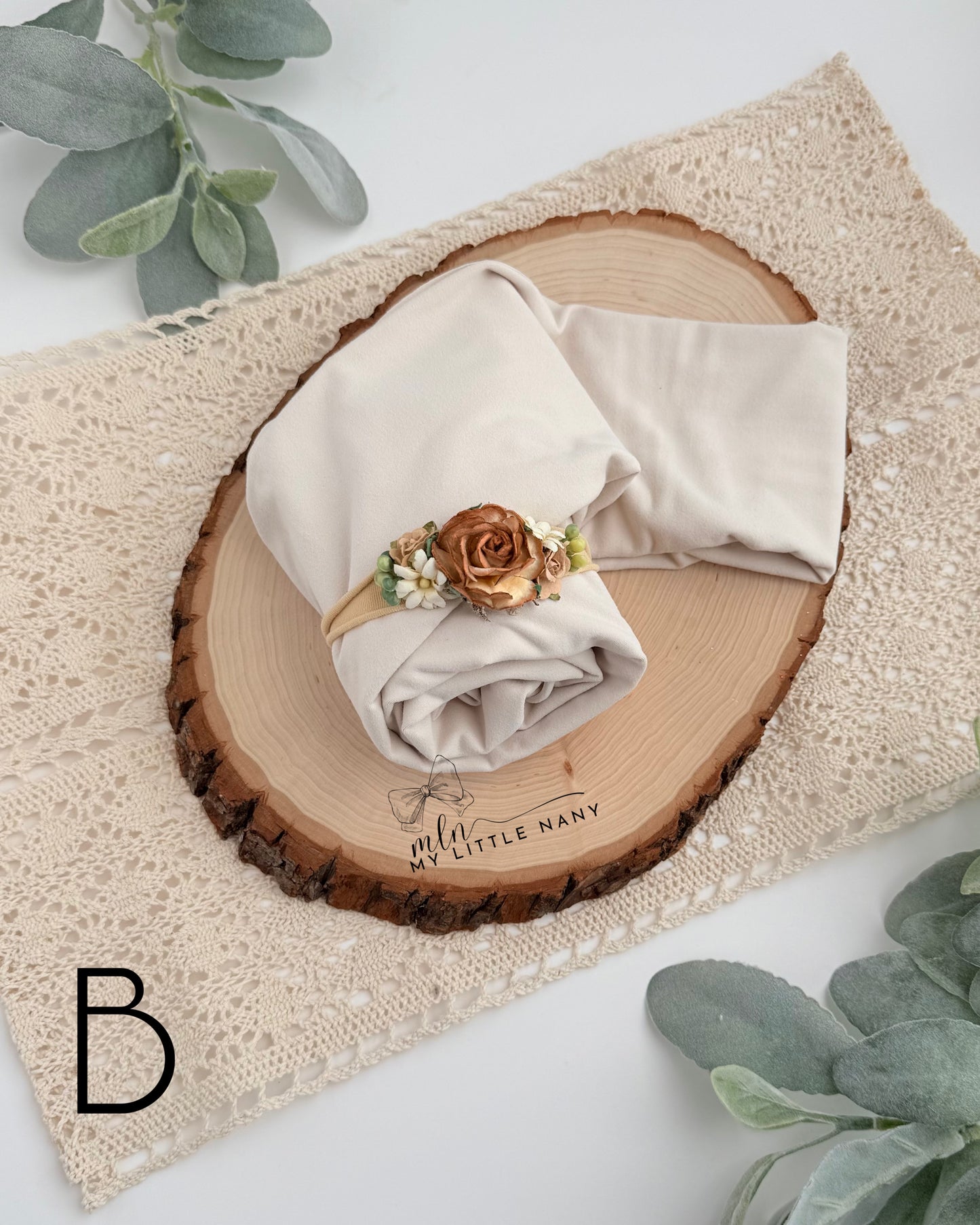 Ivory Newborn Wrap & Headbands