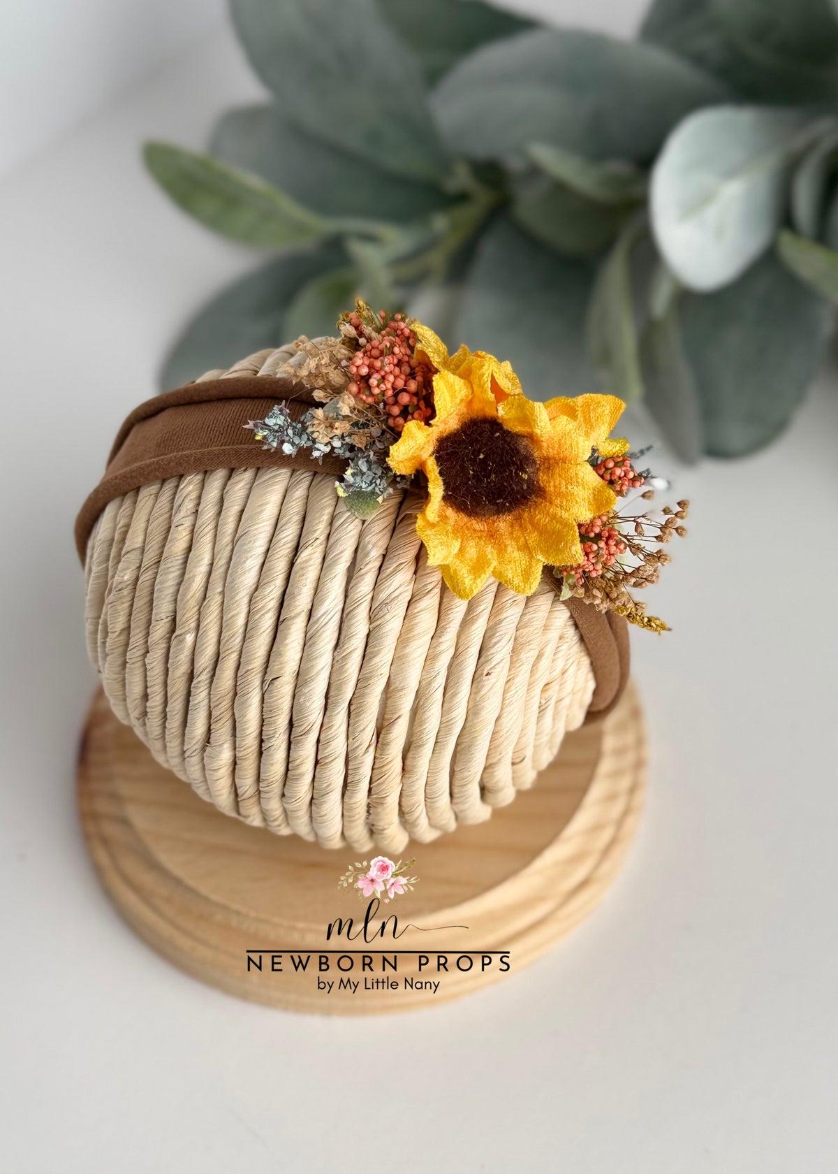 Sunflower Headband and Mini Basket Set